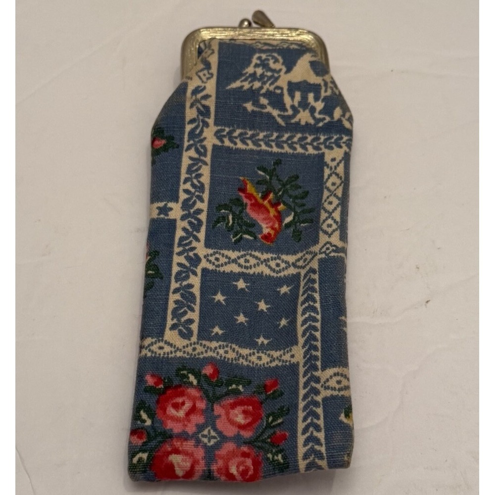 Vintage Eyeglass Case Holder Storage Embroidered Floral Eagle Cigarette Holder‎